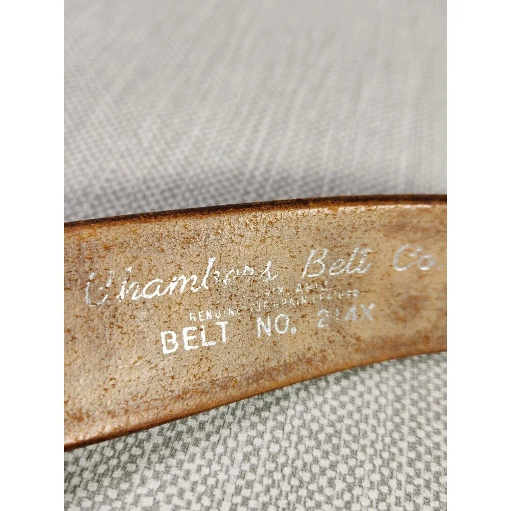 Chambers Size 32 Belt Western Tooled Leather Brown Tan Cowboy Men